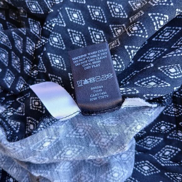 Ann Taylor Sleeveless Camp Tunic Small split neck tank top half snap dual fabric - Picture 8 of 10